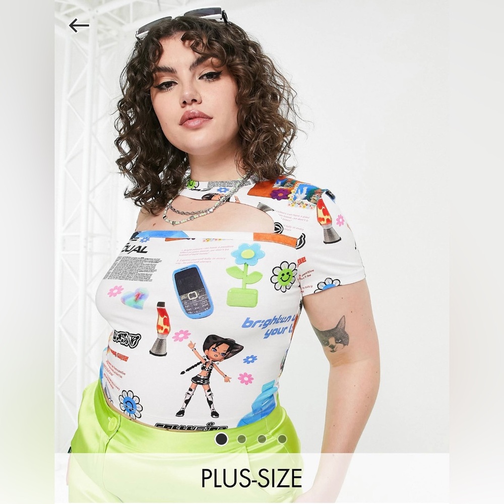 COLLUSION/ASOS plus printed cut out t shirt